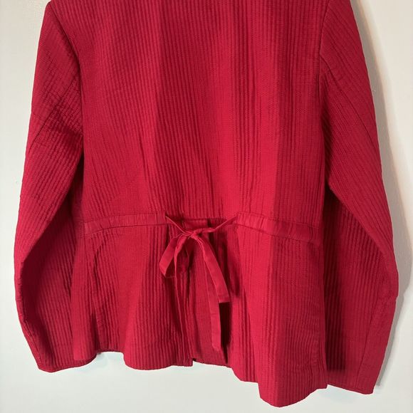 Coldwater Creek Silk Blend Blazer Barn Jacket Red Quilted Size 14 - Picture 6 of 6